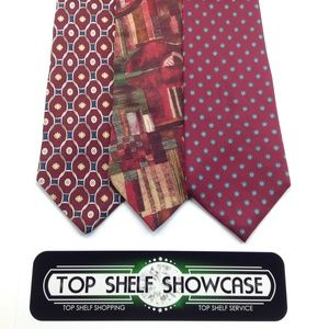 LOT of 3 Men's Ties Red Variety Geoffrey Beene EUC